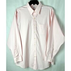 Brooks Brothers 346 Mens Dress Shirt Size 18 - 6/7 Non Iron Pink  Button Up E4